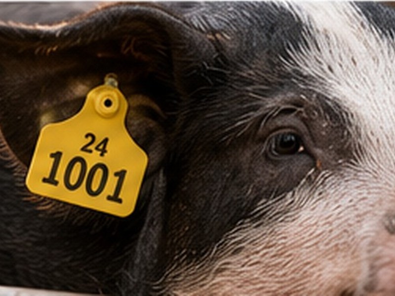 Show pig with numbered ear tag